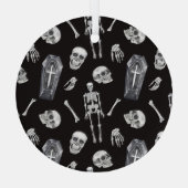 Creepy Skulls: Halloween Waterverf Pattern Glas Ornament (Achterkant)