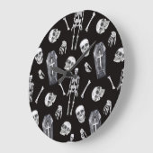 Creepy Skulls: Halloween Waterverf Pattern Grote Klok (Hoek)