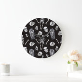 Creepy Skulls: Halloween Waterverf Pattern Grote Klok (Huis)