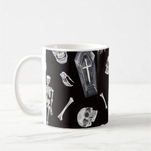 Creepy Skulls: Halloween Waterverf Pattern Koffiemok