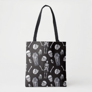 Creepy Skulls: Halloween Waterverf Pattern Tote Bag