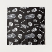 Creepy Skulls: Halloween Waterverf Pattern Wandkleed (Voorkant (horizontaal))