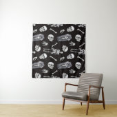 Creepy Skulls: Halloween Waterverf Pattern Wandkleed (In Situ (horizontaal))
