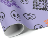 Creepy Skulls Paarse Halloween inpakpapier (Rol Hoek)