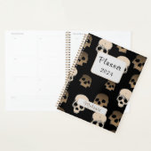 Creepy Skulls Pattern 3D Effect Zwarte Achtergrond Planner (Display)
