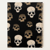 Creepy Skulls Pattern 3D Effect Zwarte Achtergrond Planner (Achterkant)