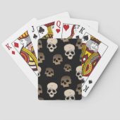 Creepy Skulls Pattern 3D Effect Zwarte Achtergrond Pokerkaarten (Achterkant)