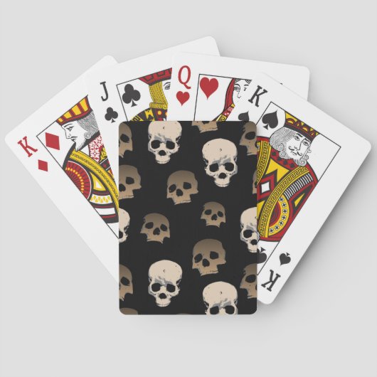 Creepy Skulls Pattern 3D Effect Zwarte Achtergrond Pokerkaarten (Achterkant)