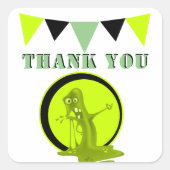 Creepy Slime Monster Dank u Kind`s Verjaardag Vierkante Sticker (Voorkant)