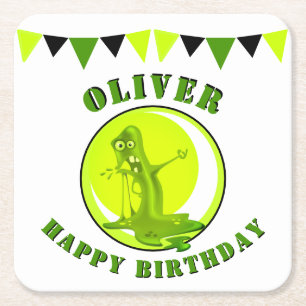 Creepy Slime Monster Kind: Happy Birthday Kartonnen Onderzetters