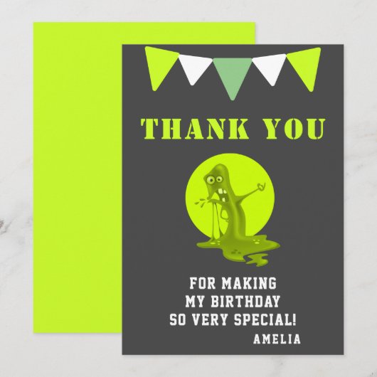 Creepy Slime Monster Verjaardag Bedankkaart (Voorkant / Achterkant)