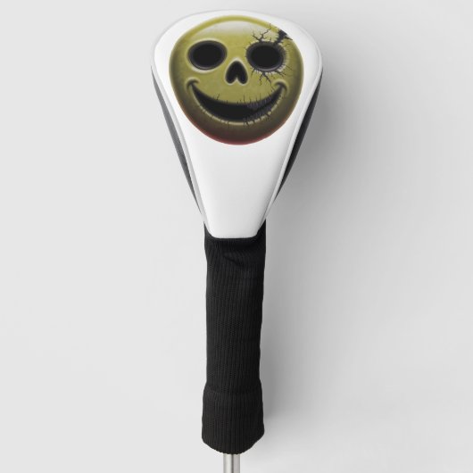 Creepy Smiley Skull Driver Hoesje Golfheadcover (Voorkant)
