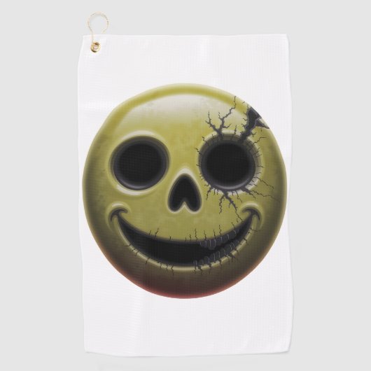 Creepy Smiley Skull Golf Handdoek (Voorkant)