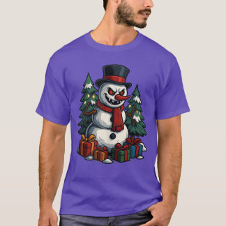 Creepy Snowman Scary Christmas Horror Holiday Appa T-shirt