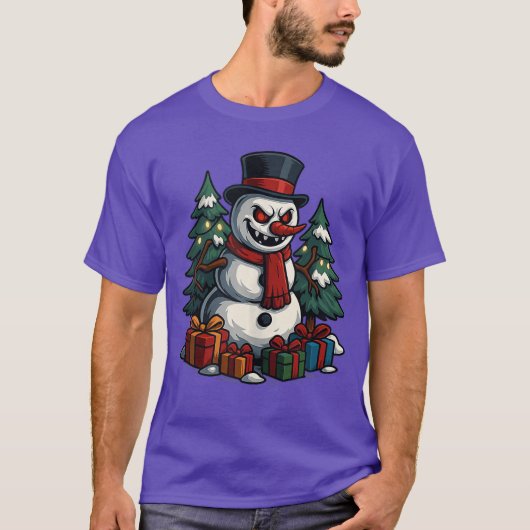 Creepy Snowman Scary Christmas Horror Holiday Appa T-shirt (Voorkant)