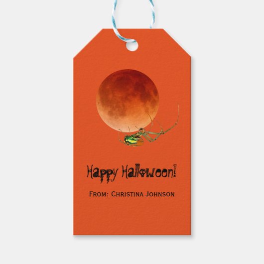 Creepy Spider Bloed Maan Halloween Party Favors Cadeaulabel (Voorkant)