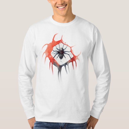 Creepy Spider Cobweb Halloween T-shirt (Voorkant)