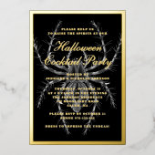 Creepy Spider Halloween Cocktail Party Gold Folie Uitnodiging (Voorkant)