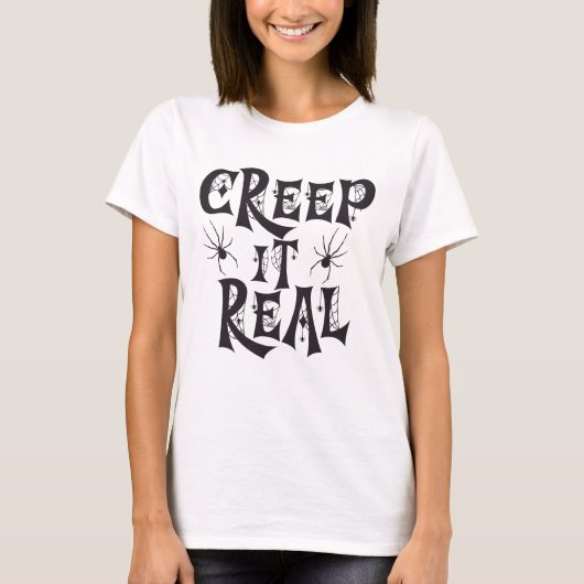 Creepy Spider Halloween Creep It Real T-shirt (Voorkant)