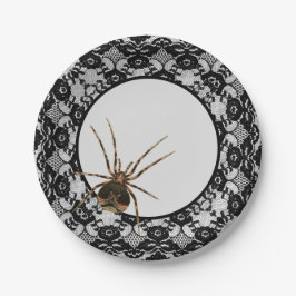 Creepy Spider Lace Gothic Halloween Papieren Bordje