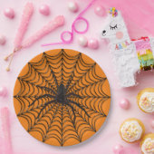 Creepy Spider Web en Black Spider Halloween Papieren Bordje (Feest)
