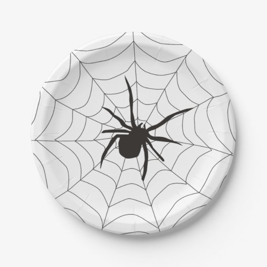 Creepy Spider Web Halloween Papieren Bordje (Voorkant)