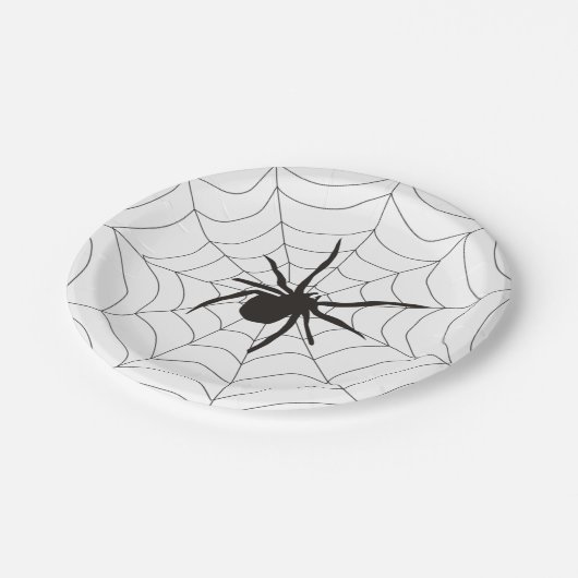 Creepy Spider Web Halloween Papieren Bordje (Gekanteld)