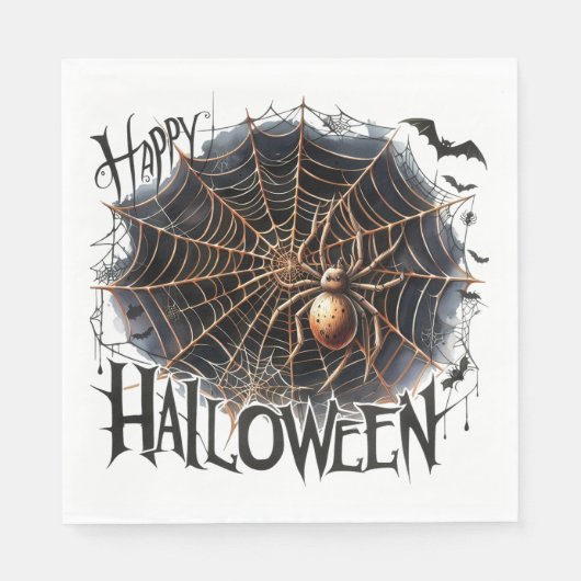 Creepy Spider Web Halloween Papieren servet (Voorkant)