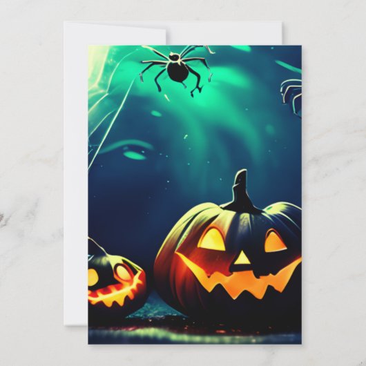 Creepy Spiders Jack-O' Lanterns  Halloween Kaart (Achterkant)