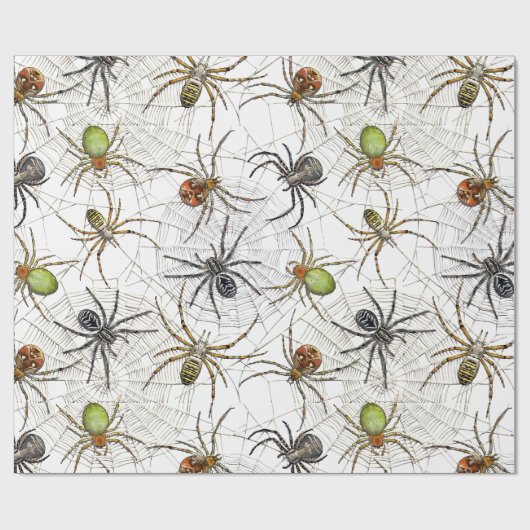 Creepy Spiders Web Pattern Cadeaupapier (Vlak)