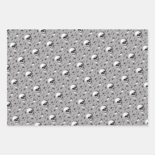 Creepy Spiderwebs en Skull Halloween Inpakpapier Vel (Voorkant 2)