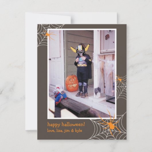 Creepy spin web lijst aangepaste foto Halloween Kaart (Voorkant)