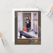 Creepy spin web lijst aangepaste foto Halloween Kaart (Voorkant / Achterkant in situ)