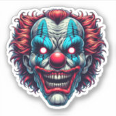 Creepy Spooky Clown Gezicht Halloween Kleuren Sticker (Voorkant)