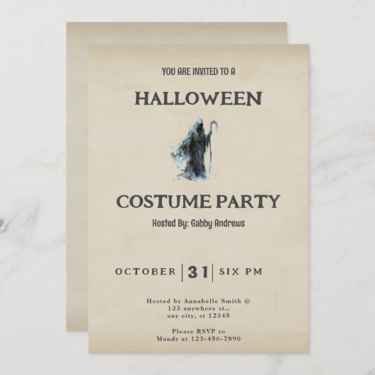 Creepy Spooky Grim Reaper Halloween Kaart (Voorkant / Achterkant)