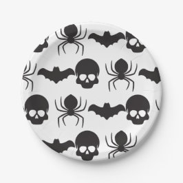 Creepy Spooky Halloween - Skull, Spider & Bat Papieren Bordje
