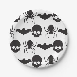 Creepy Spooky Halloween - Skull, Spider & Bat Papieren Bordje