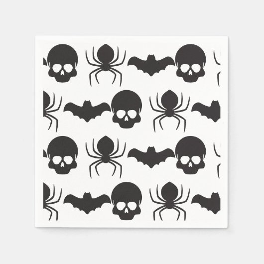 Creepy Spooky Halloween - Skull, Spider & Bat Servet (Voorkant)