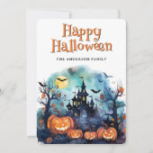 Creepy Spooky Jack O'Lanterns Bats Halloween Kaart (Voorkant)