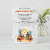 Creepy Spooky Pumpkins Halloween Party Kaart (Staand voorkant)