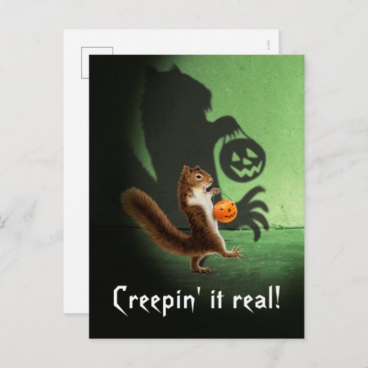 Creepy Squirrel Shadow Uitnodiging Briefkaart (Voorkant / Achterkant)