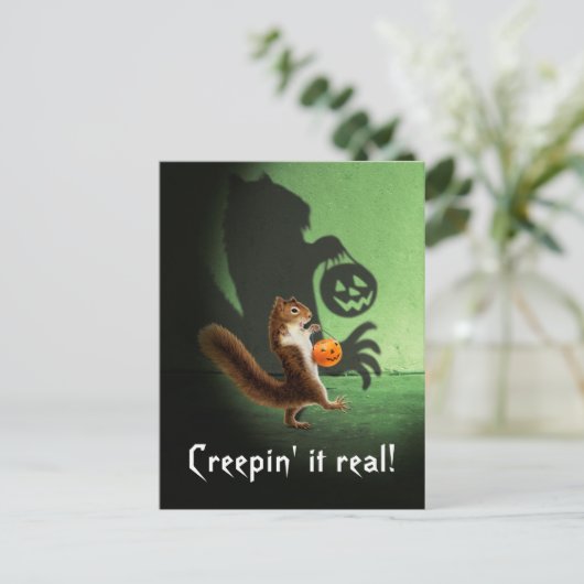 Creepy Squirrel Shadow Uitnodiging Briefkaart (Staand voorkant)