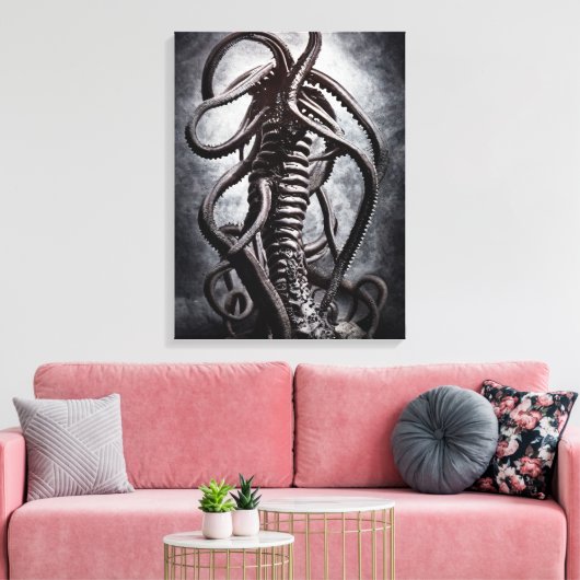 Creepy Statue of a Ancient Alien Entity Canvas Afdruk (Insitu (Woonkamer))