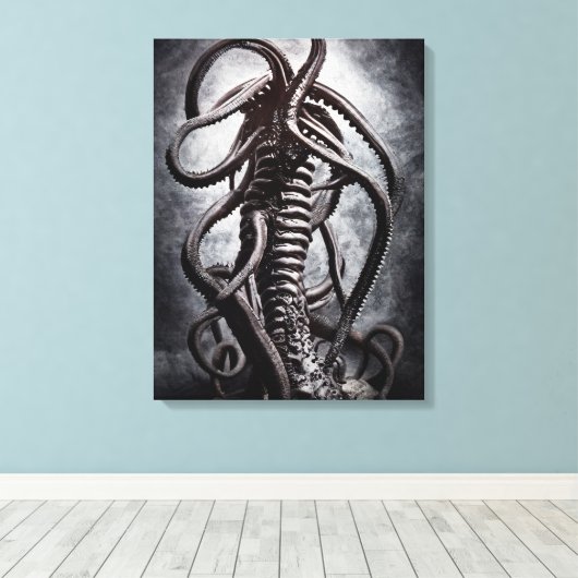 Creepy Statue of a Ancient Alien Entity Canvas Afdruk (Insitu (Houten vloer))