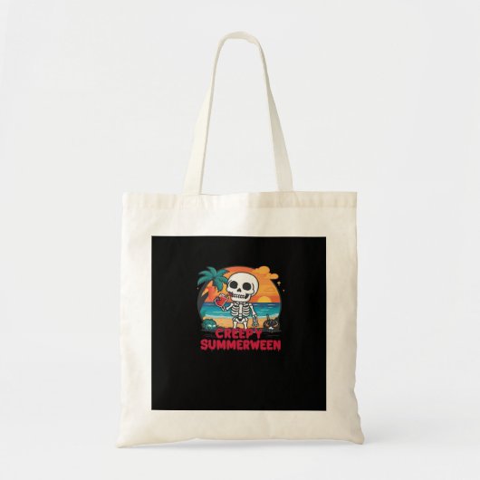 Creepy Summerween - Cute Skeleton On The Beach Cla Tote Bag (Voorkant)