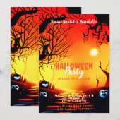 Creepy Sunset Oranje Rode Pompoenen Halloween Part Kaart (Voorkant / Achterkant)