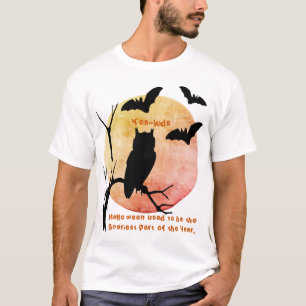 Creepy Thoughts Halloween Owl & Bats T-Shirt