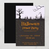 Creepy Town Donker Silhouet Halloween Diner Party Kaart (Voorkant / Achterkant)