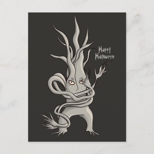Creepy Tree Character Happy Halloween Briefkaart (Voorkant)