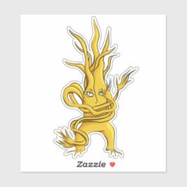 Creepy Tree Character met tangled Branch Yellow Sticker